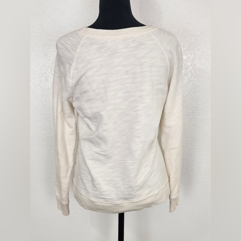 LOFT Cream Lace Front Sweater - Picture 2 of 8